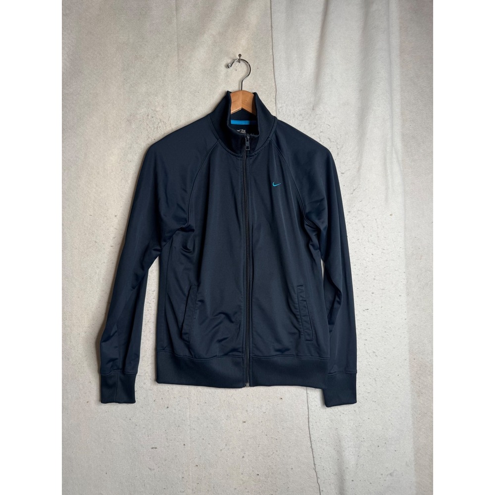 Nike Black Track Jacket with Small Teal Swoosh